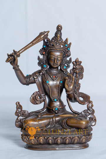Copper Oxidized Manjushree Statue