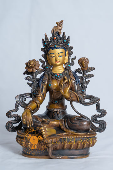 Copper Oxidized Face painted Green Tara