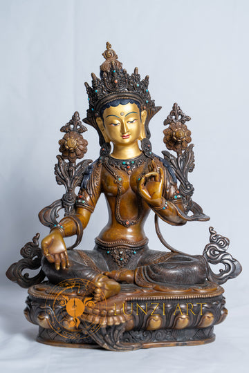Copper Oxidized face Painted Green Tara