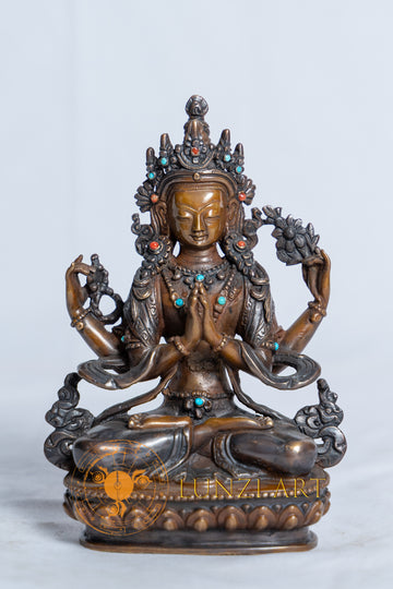 Four Armed Chenrezig Avalokitesvara Statue | Pure Copper
