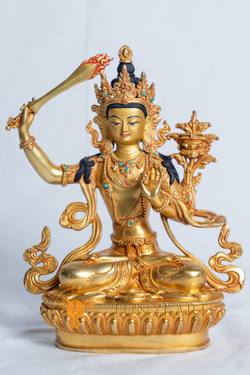 Manjushri Statue | Copper with full gold plated