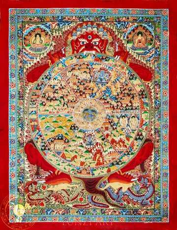 Hand-painted Wheel of Life Thangka "Reincarnation Sacred Map"