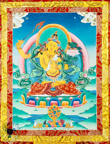 Hand- Painted Manjushri Thangka – Radiance of Wisdom