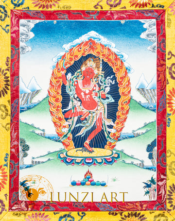 Handpainted-Dorjephangmo Thangka – The Thunderbolt Sow