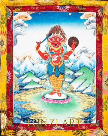 Hand-Painted Garuda Thangka – Sky-Born Vanquisher of Negativity