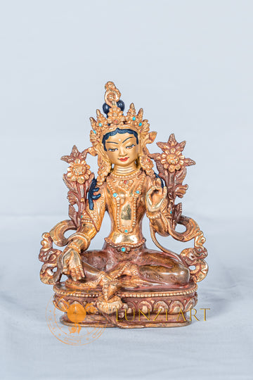 Green Tara | Half Gold Plated Statue