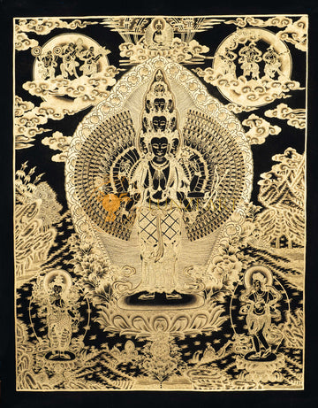 Handpainted Avalokiteshvara (Chenrezig) Thangka