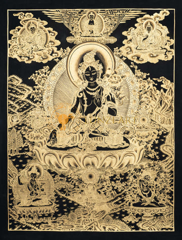 Hand-Painted White Tara Thangka