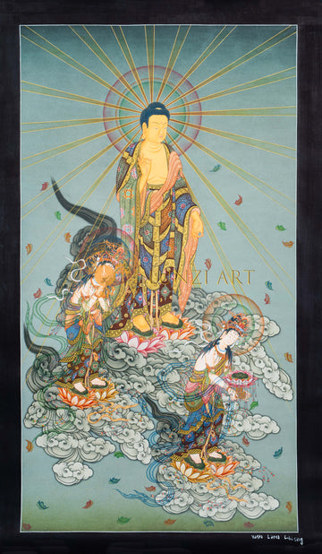 The Japanese Buddha's Celestial Descent Thangka Painting