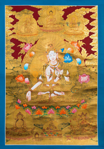 The Embodiment of Compassion: White Tara Thangka Painting