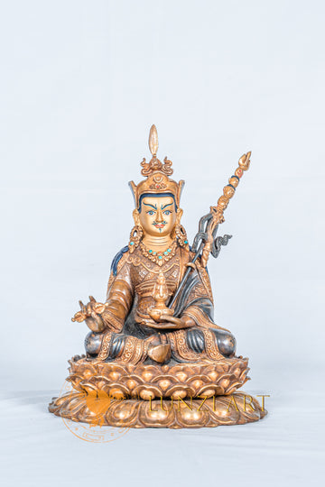 Guru Rinpoche (Padmasambhava) Statue | Copper with Partial Gold Plating