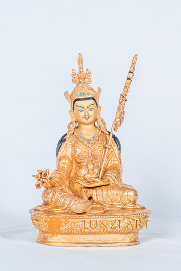 Guru Rinpoche (Padmasambhava) Statue | Fully Gold-Plated Copper