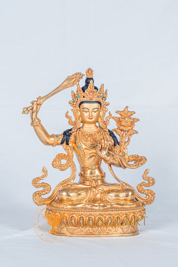 Manjushri Statue | Fully Gold-Plated Copper