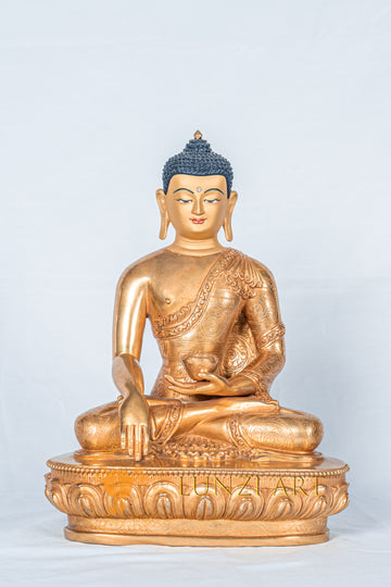 Shakyamuni buddha Statue | Fully Gold-Plated Copper