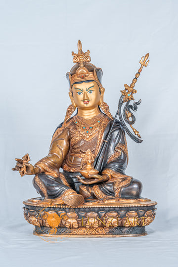 Guru Rinpoche (Padmasambhava) Statue | Copper with Partial Gold Plating