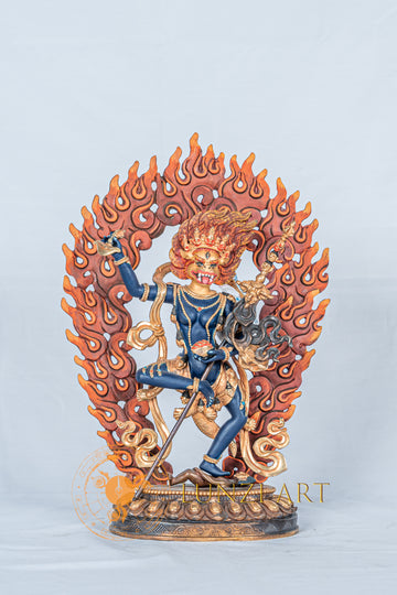 Simhamukha Statue | Copper with Partial Gold Plating