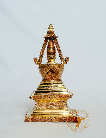 Full Gold-plated brass Stupa - statues