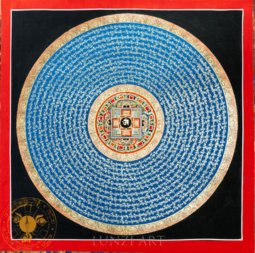 Hand-Painted “Sacred Mantra Mandala” Thangka - Thangka