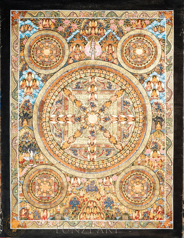Handmade Traditional Mandala Thangka of Divine Harmony - Thangka