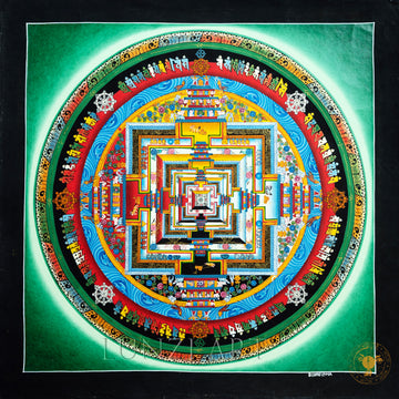 Master handmade natural mineral pigment Top-grade thangka "Kalachakra mandala" - Thangka