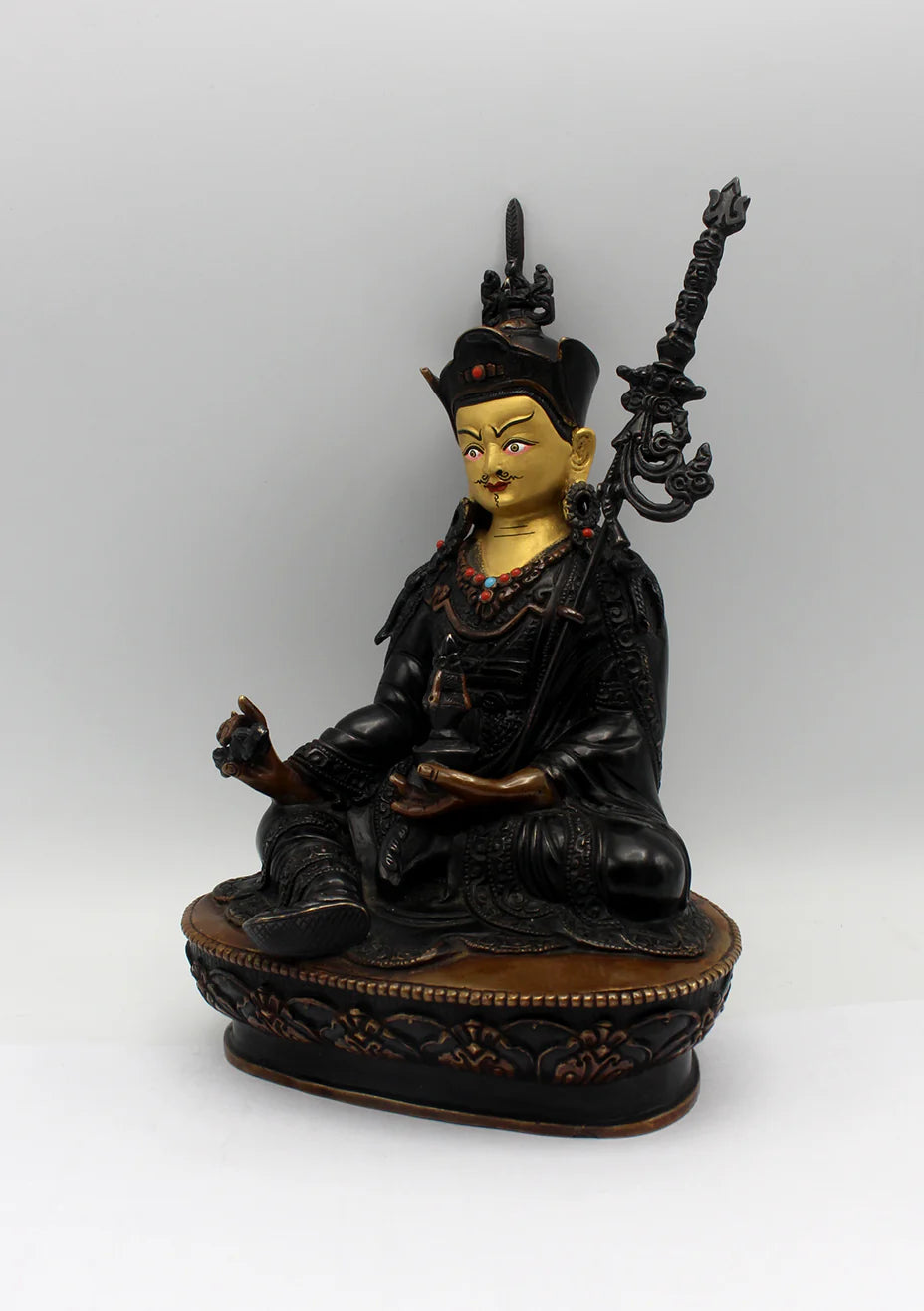 Copper Guru Padmasambhava Statue 9"H