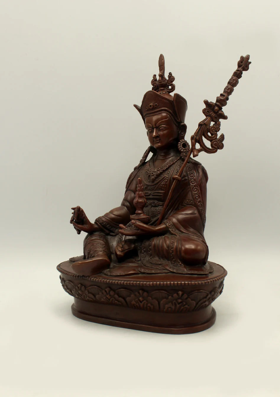 Copper Guru Padmasambhava Statue 9"H