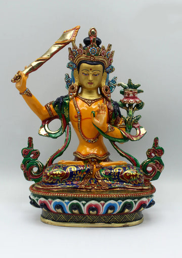 24 K Bodhisattva Manjushree Statue 9"H