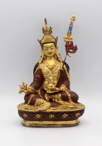 Partly Gold Plated Guru Padmasambhava Statue 8"H