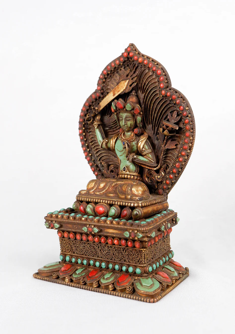 Turquoise Inlaid God of Wisdom Manjushri Statue