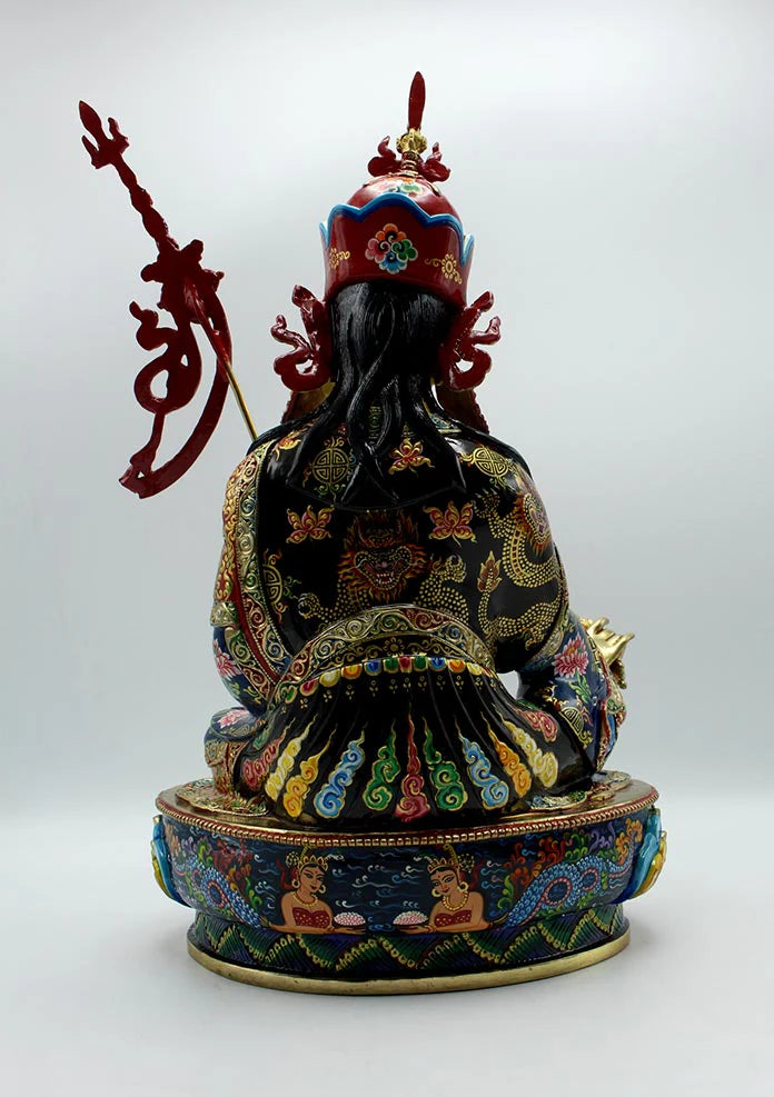 Majestic Hand Painted Guru Padmasambhava Gold Plated Statue