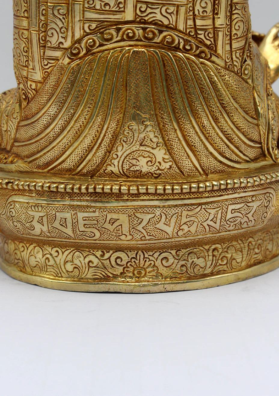 Gold Plated Copper Guru Padmasambhava Statue 8"H