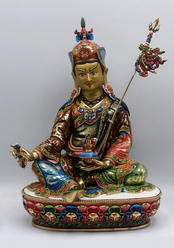 24K Gold Hand-Painted Guru Padmasambhava Statue