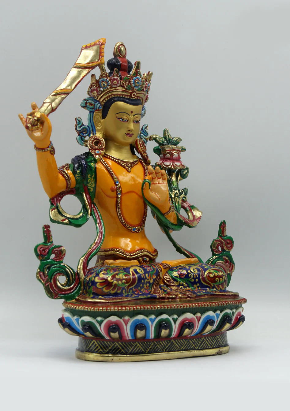 24 K Bodhisattva Manjushree Statue 9"H