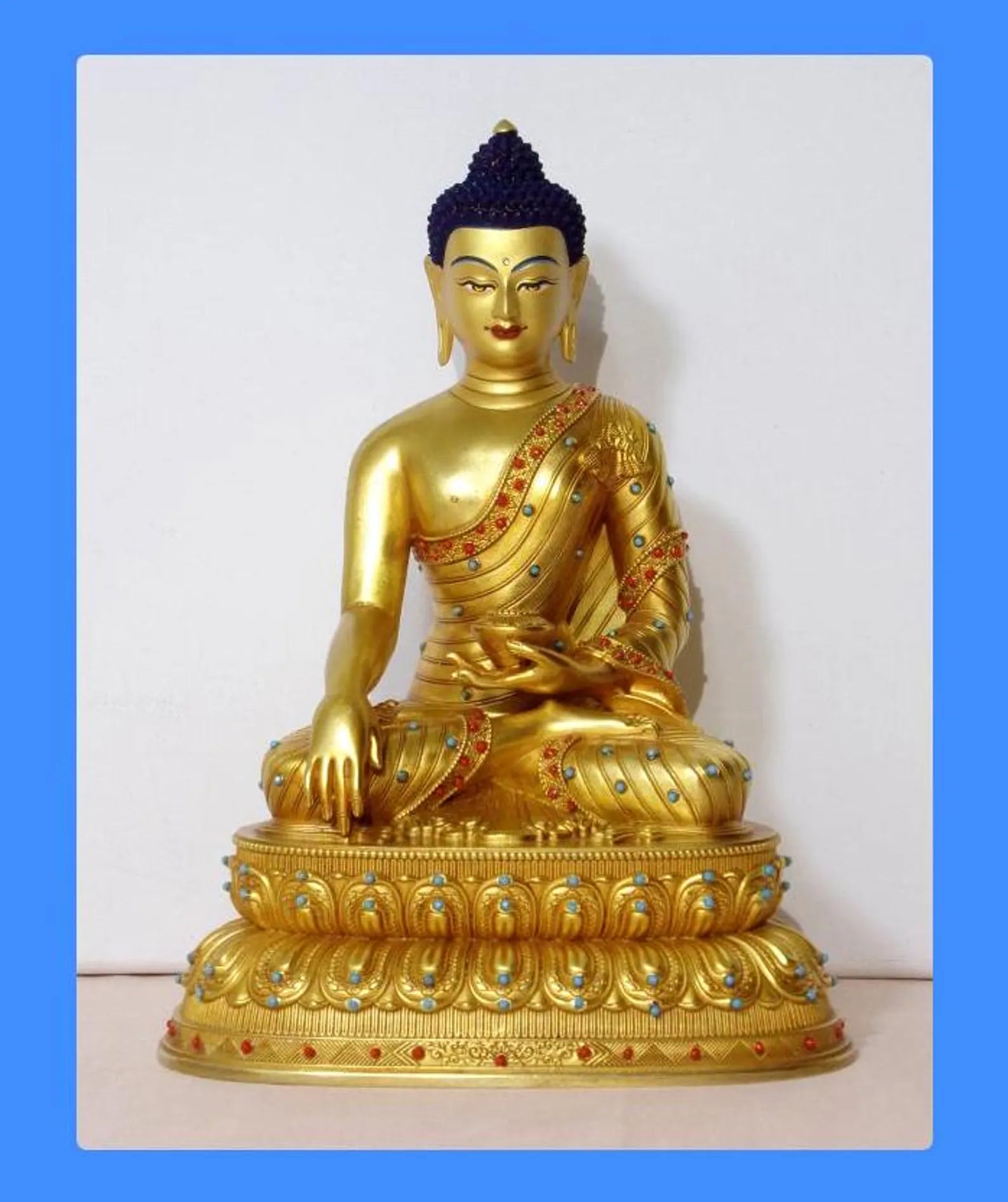 27 cm China Brass Shakyamuni Buddha Statue Bronze gold Buddha Statue sculpture