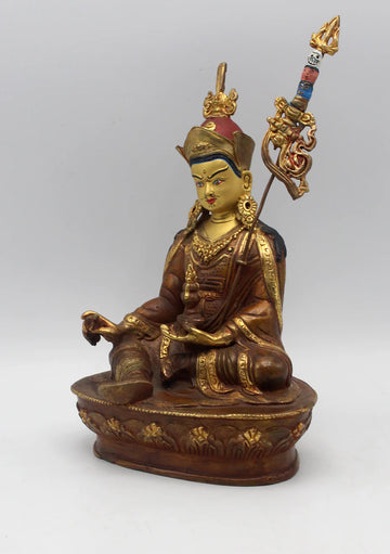 Partly Gold Plated Guru Padmasambhava Statue 8"H