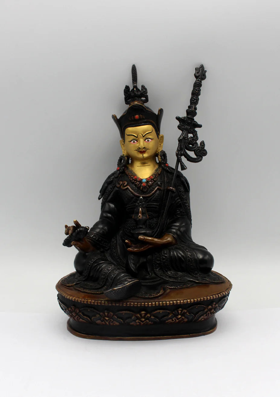 Copper Guru Padmasambhava Statue 9"H