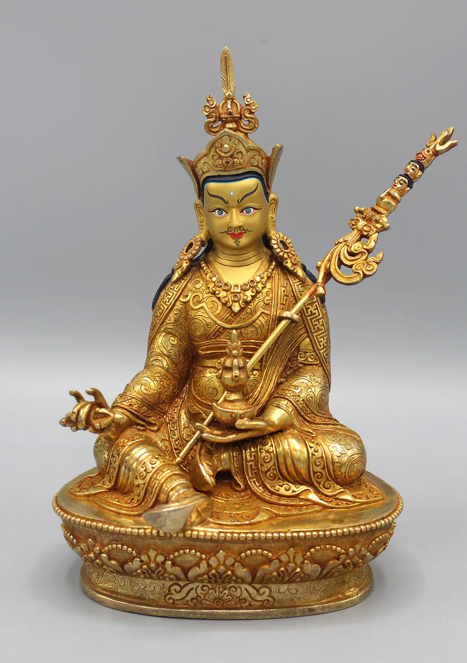 Fully Gold Plated Guru Padmasambhava Statue