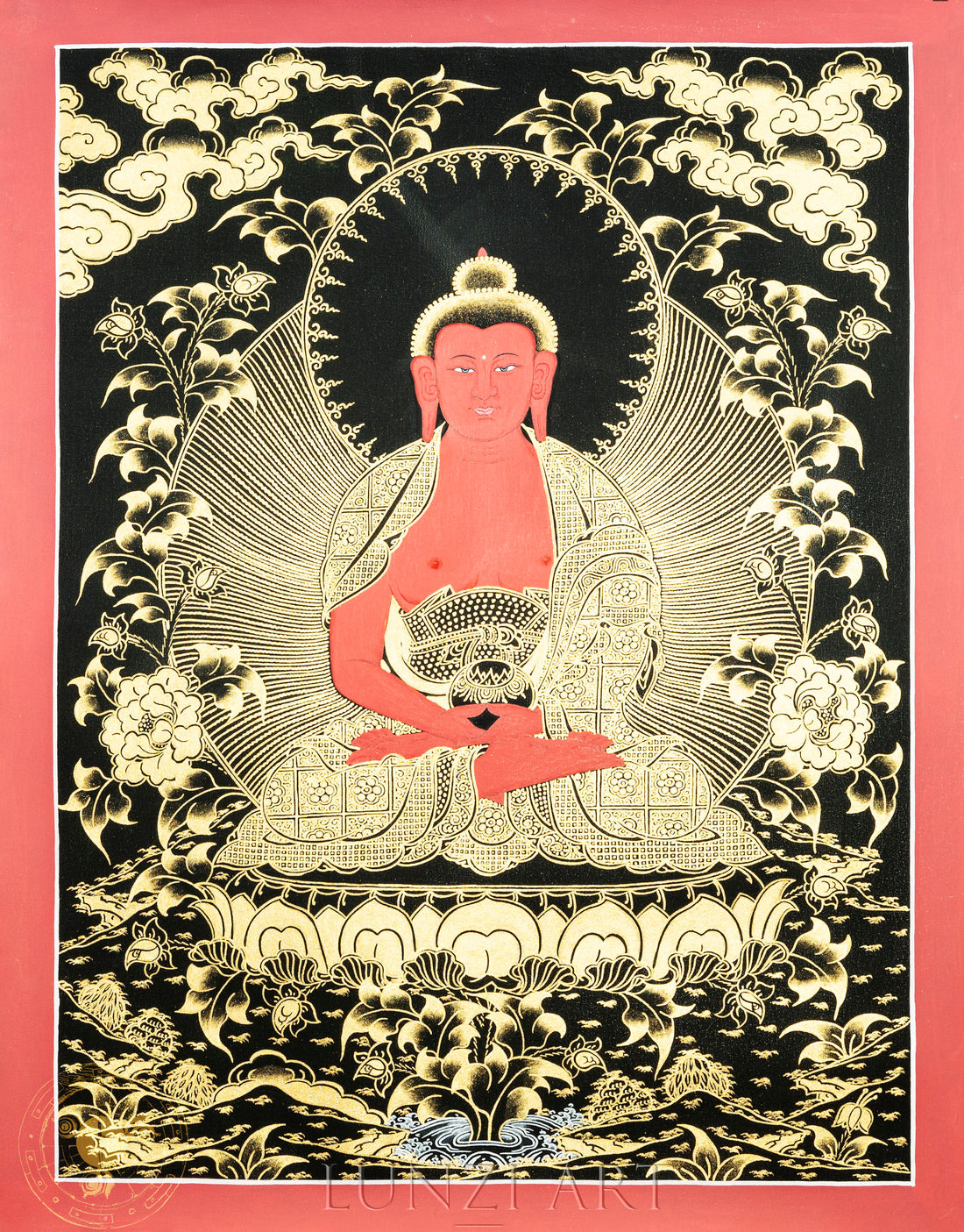 Amitabha Buddha Authentic Hand drawn Red Buddha - Thangka