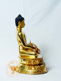 Copper Gilded Medicine Buddha Statue in Seated Posture - statues