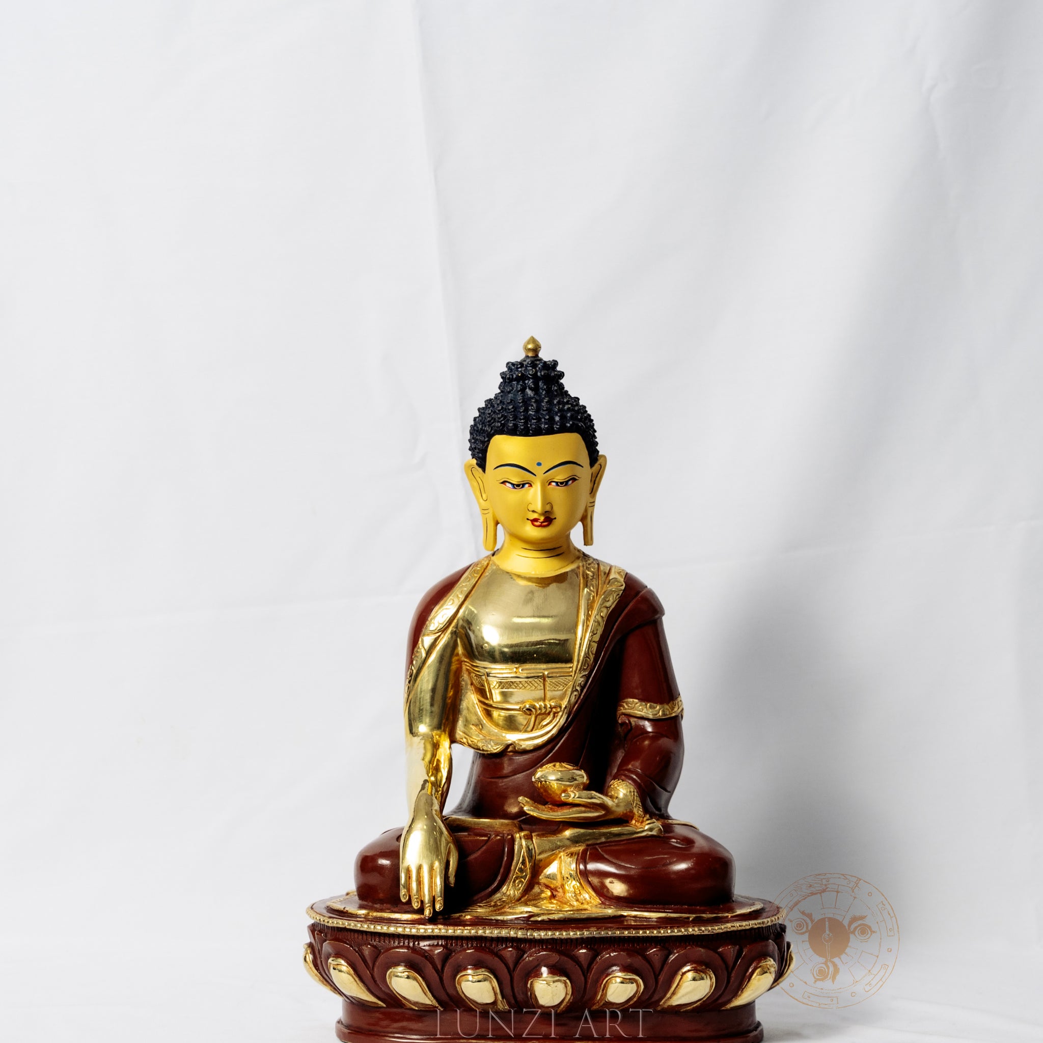Copper Half Gold Plated Shakyamuni Buddha - statues