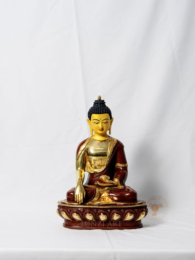 Copper Half Gold Plated Shakyamuni Buddha - statues