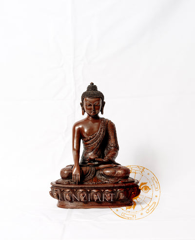 Copper Oxidized, Coffee Coloured Shakyamuni Buddha - statues