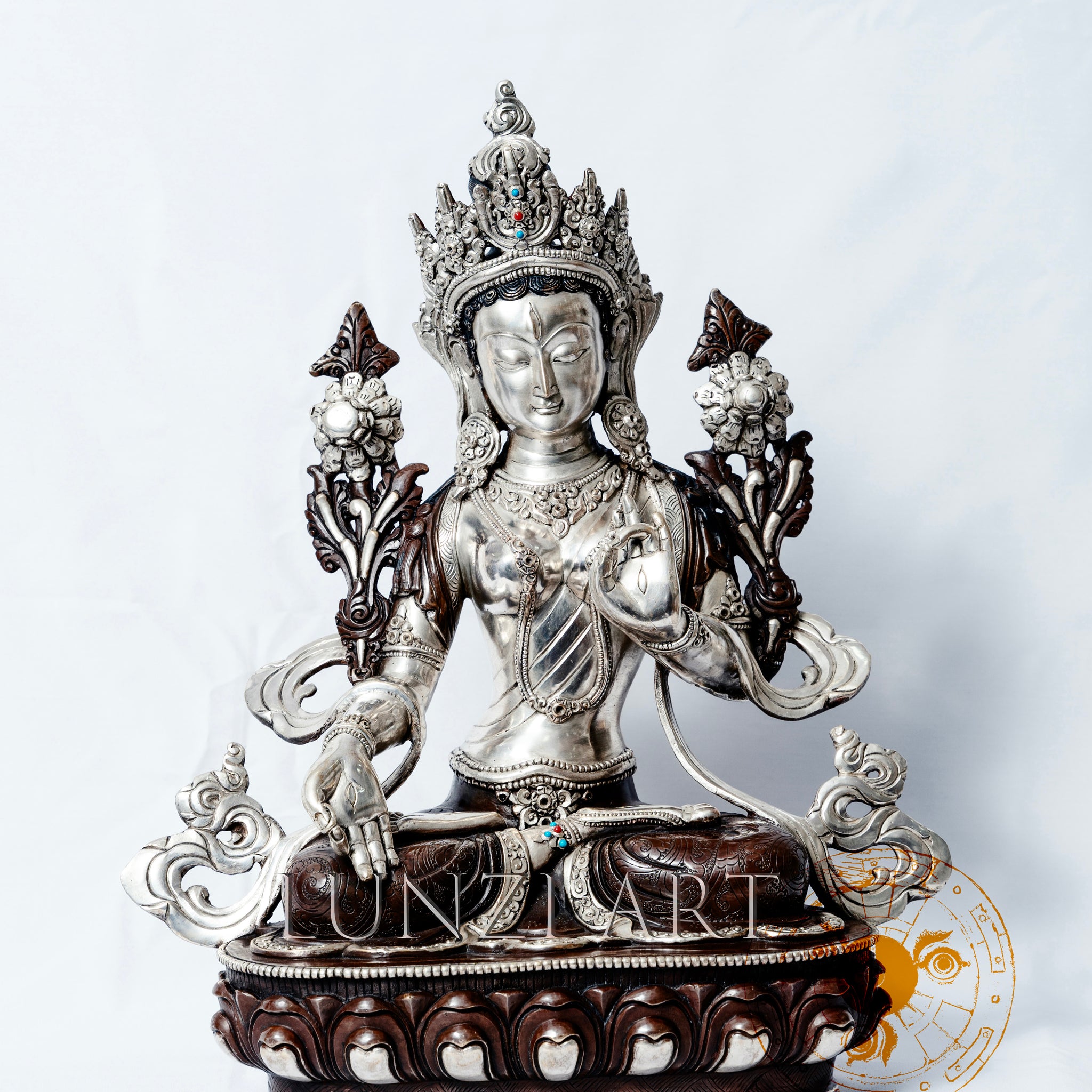 Copper plated White Tara Sitting Statue - statues