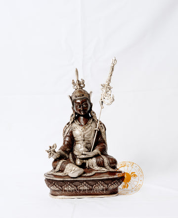 Silver-plated copper statue of Padmasambhava