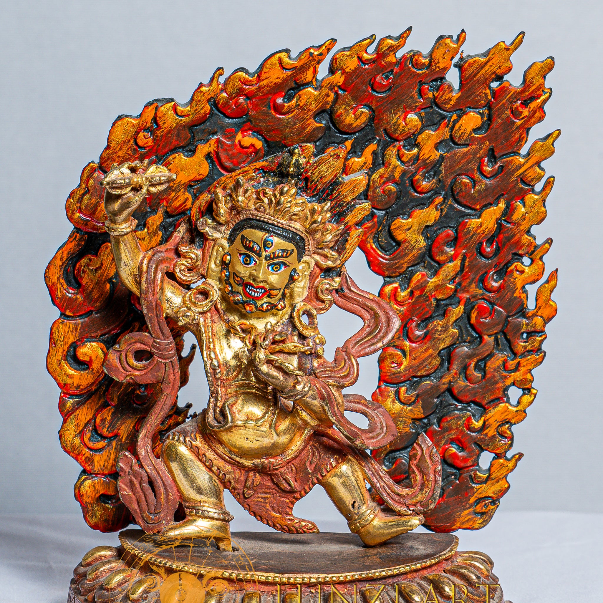 Statua Chana Dorje in rame placcato oro mercurio
