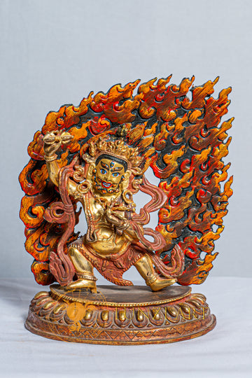 Statua Chana Dorje in rame placcato oro mercurio