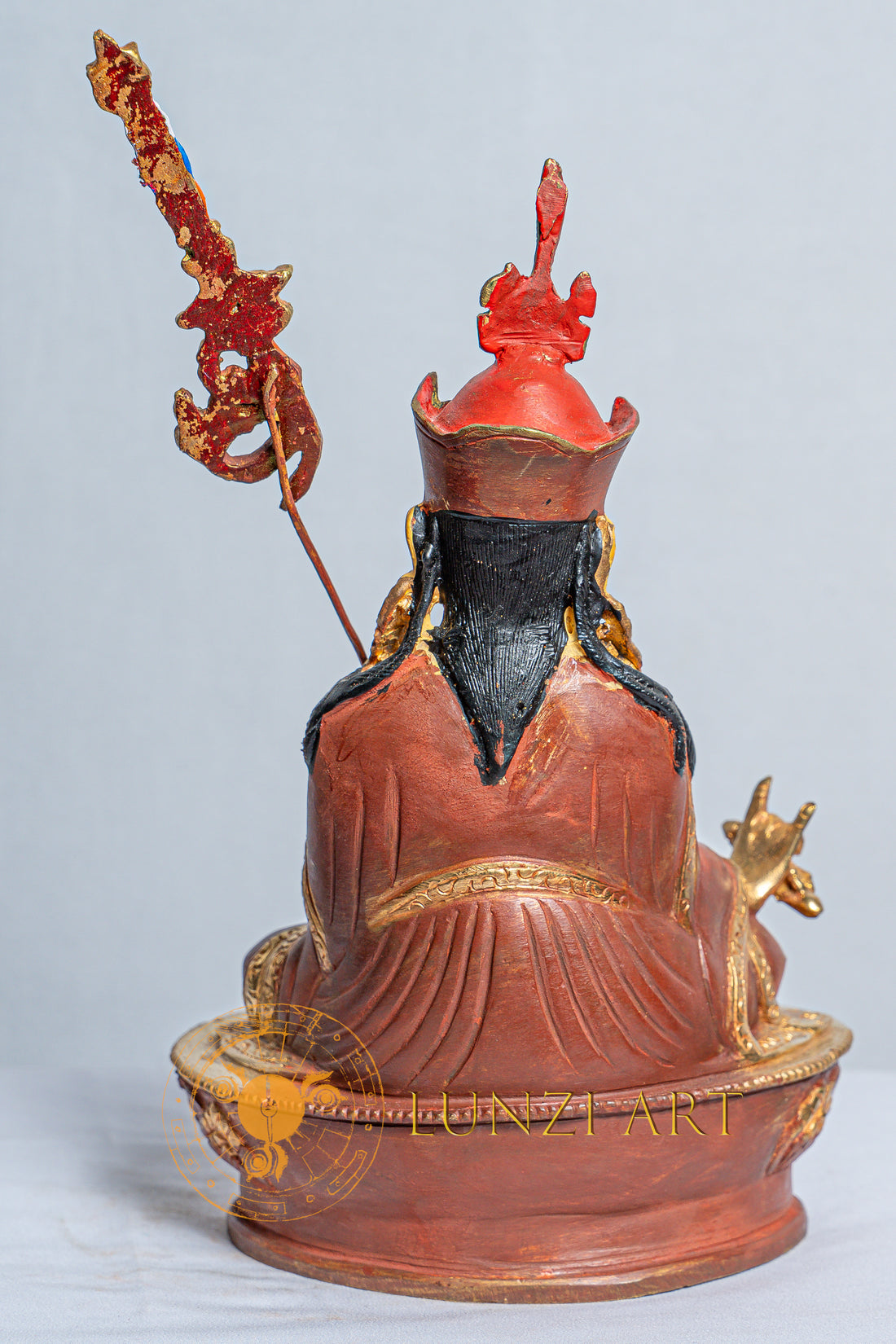 Guru Rinpoche placcato in rame e mercurio e oro