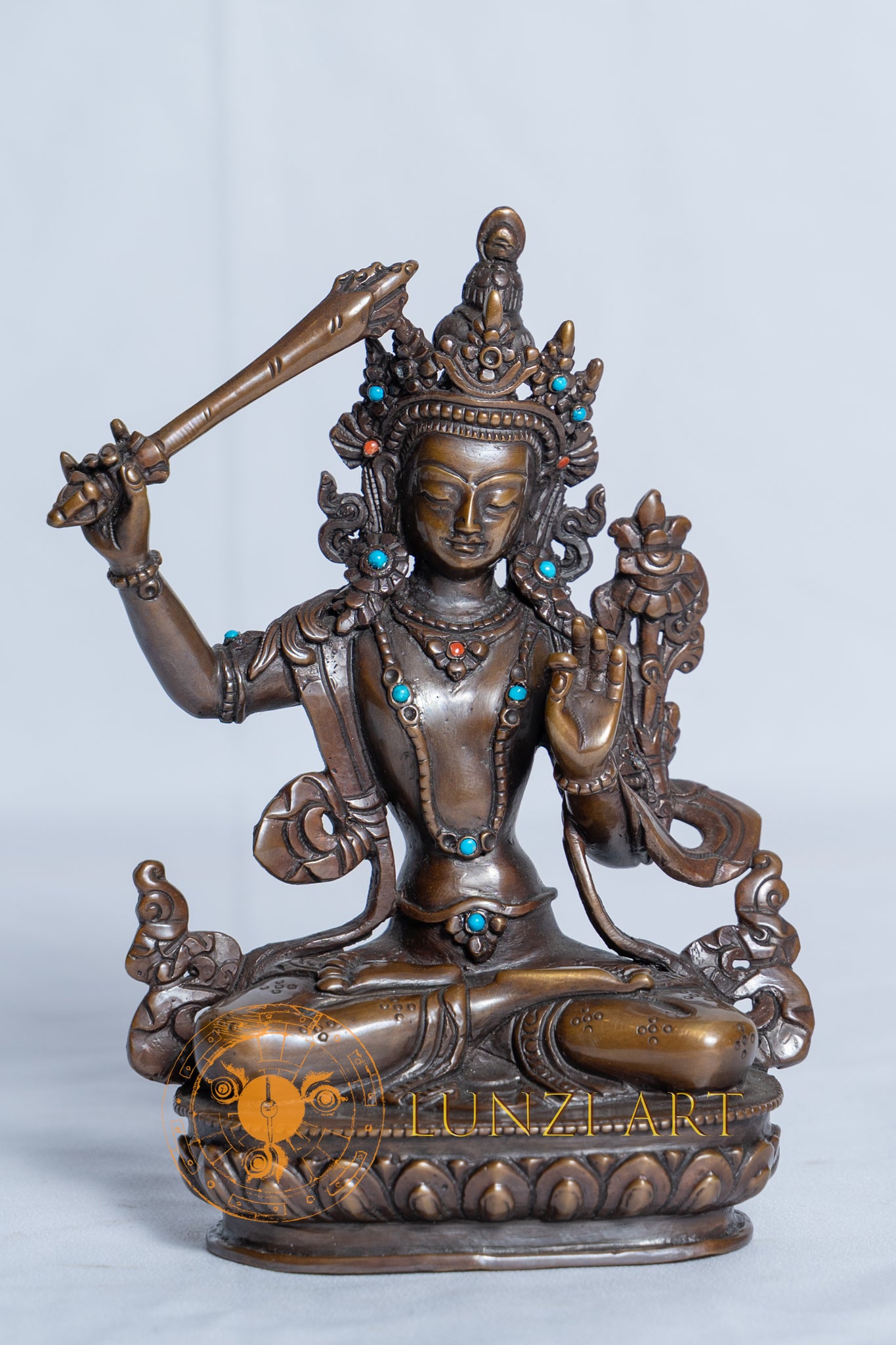 Copper Oxidized Manjushree Statue