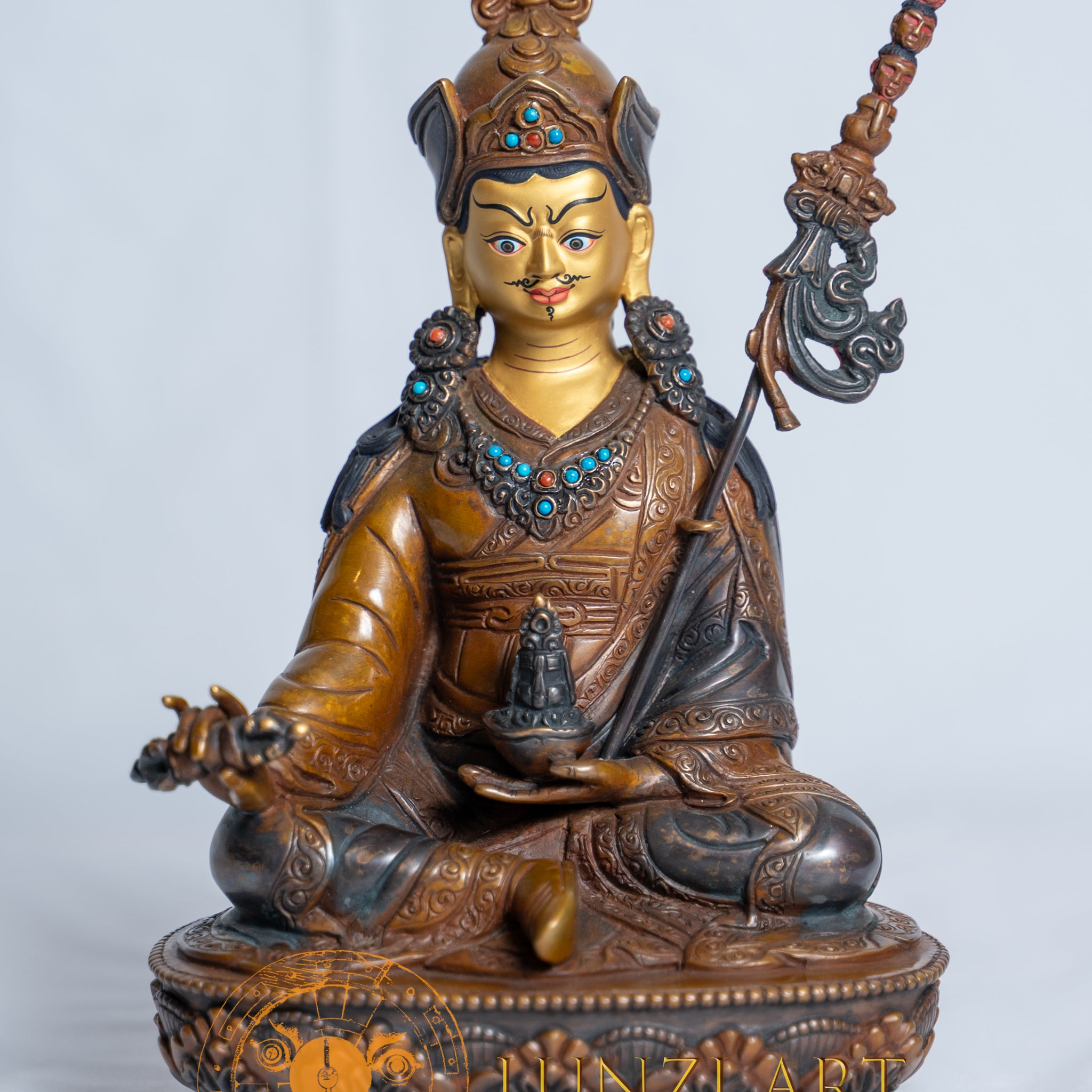 Copper Oxidized  face painted Guru Padmasambhava