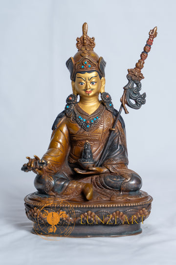 Copper Oxidized  face painted Guru Padmasambhava